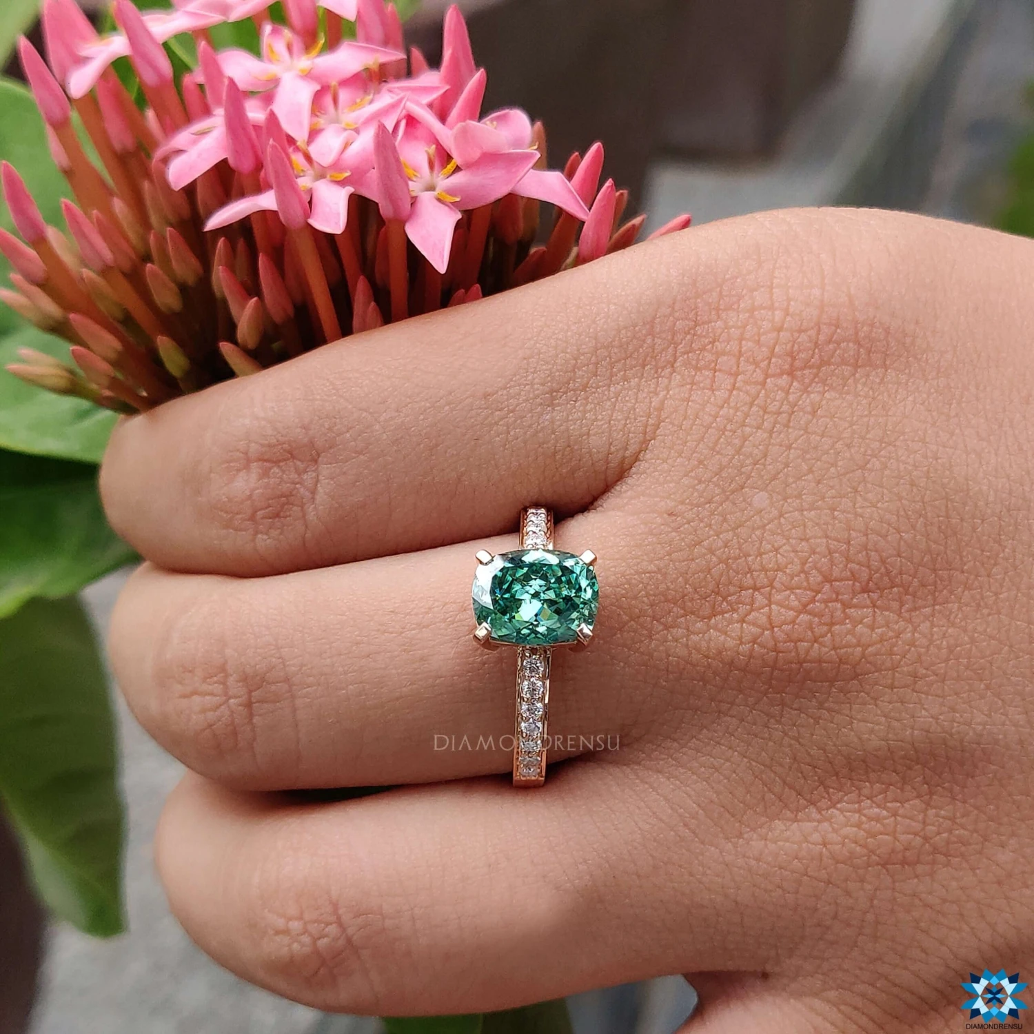 Amazing Looking Cushion Divine Pave Set Moissanite Engagement Ring - Image 8