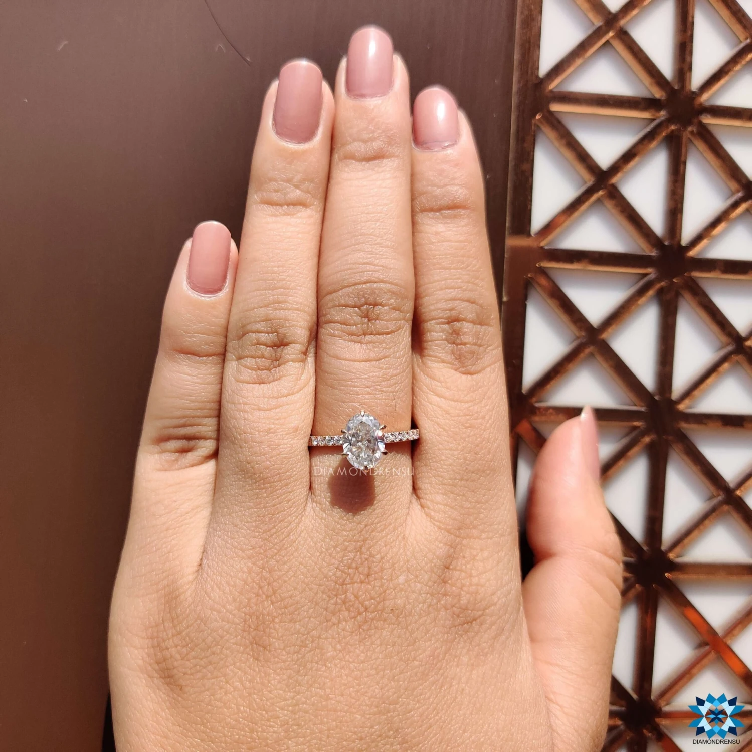 2.15 TW Crushed Ice Oval Cut Six Prongs Wrap Pave Set Unique Moissanite Engagement Ring - Image 6