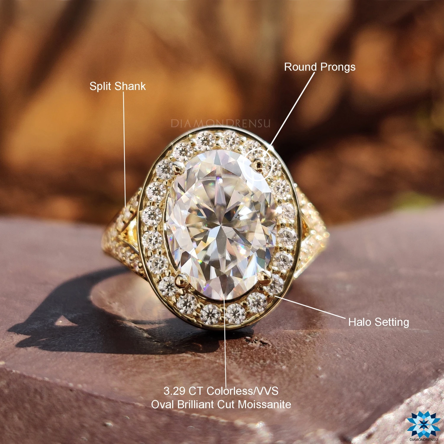 Beautiful Split Shank Halo Engagement Ring, 3.29 CT Oval Engagement Ring, Handmade Ring - Image 9