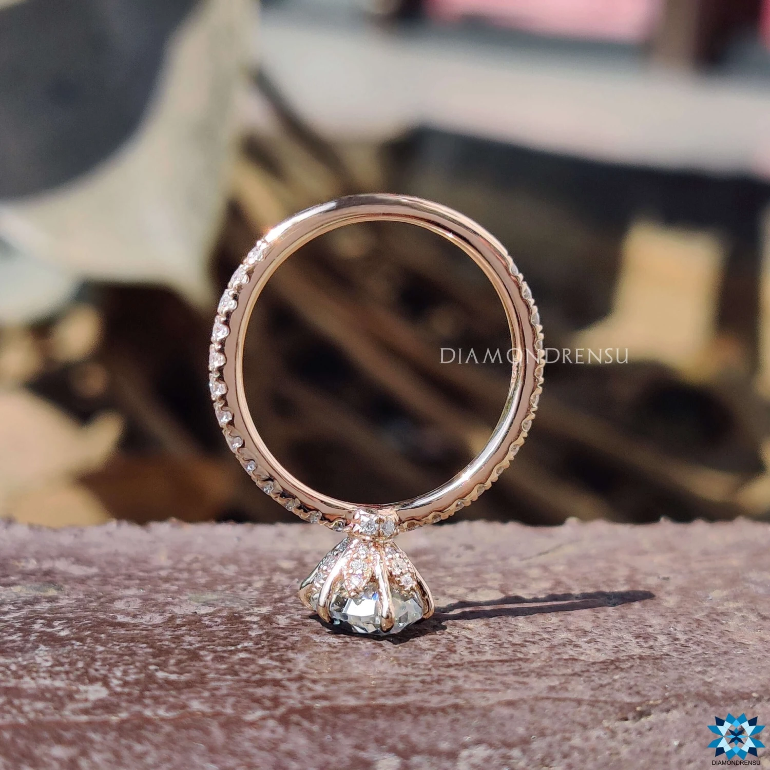 2.15 TW Crushed Ice Oval Cut Six Prongs Wrap Pave Set Unique Moissanite Engagement Ring - Image 5