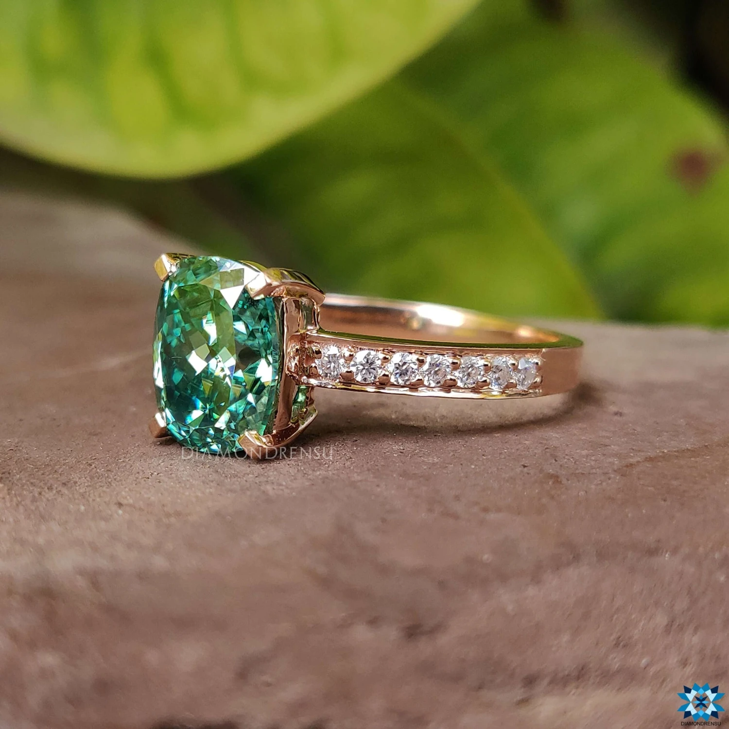 Amazing Looking Cushion Divine Pave Set Moissanite Engagement Ring - Image 5