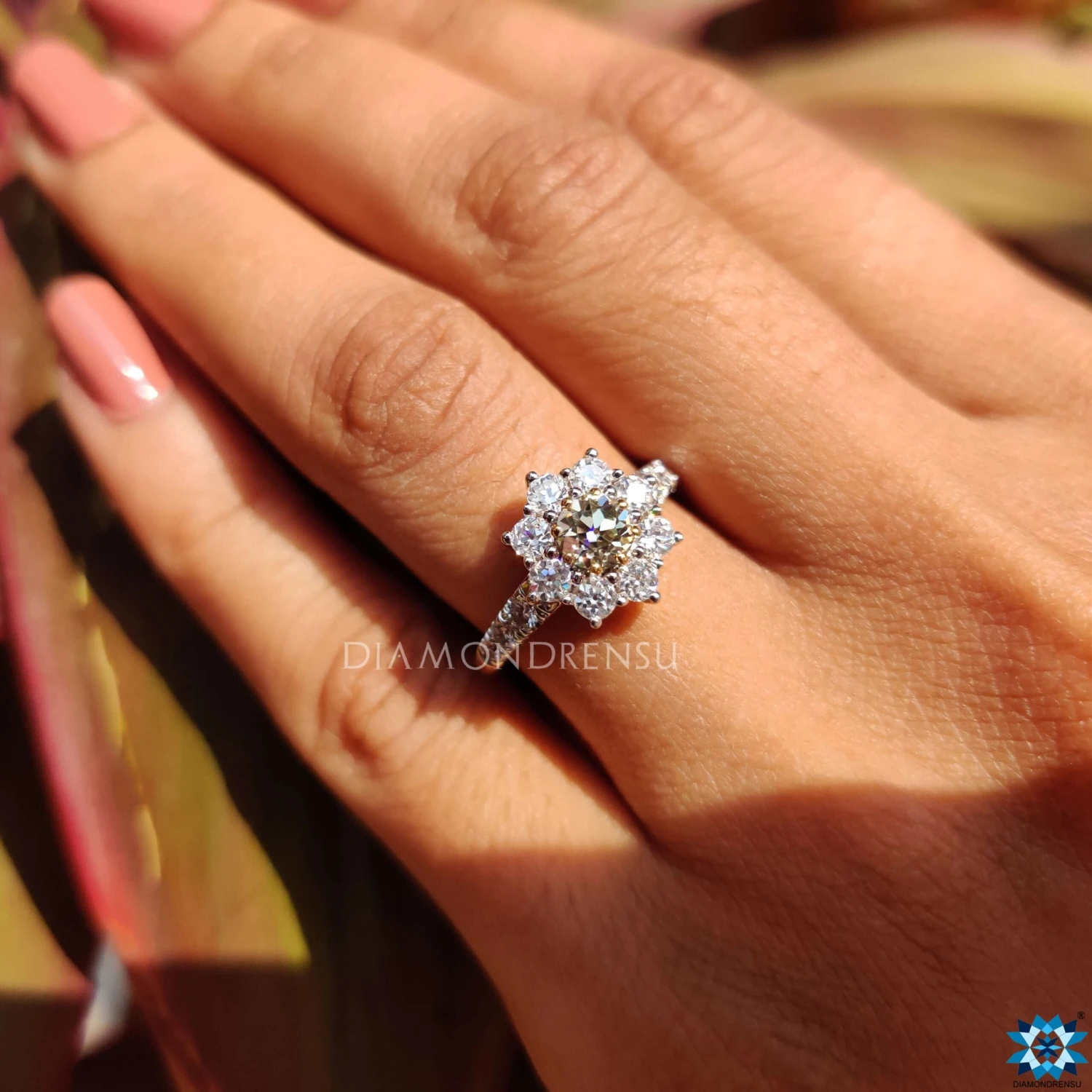 1.00 TW Round OEC Classic Cluster Pave Engagement Ring - Image 2