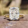 3.39 TCW Radiant Cut Moissanite Hidden Halo Pave Set Engagement Ring