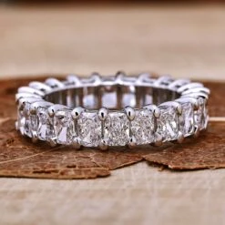 0.19 CT Each Radiant Cut Lab Grown Diamond Wedding Band, Full Eternity Diamond Band