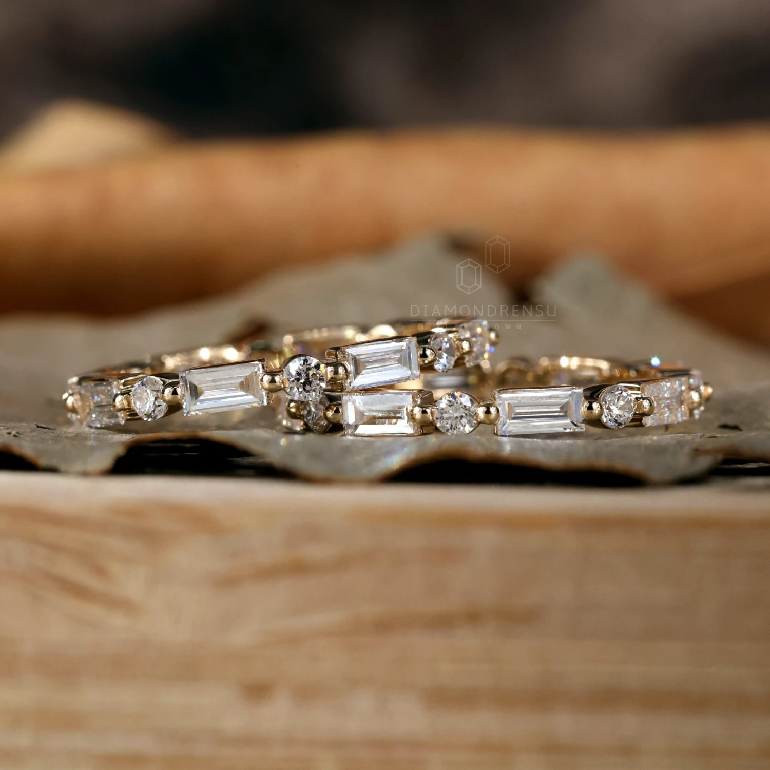 Lab Diamond Wedding Band, 1.89 TCW Baguette And Round Cut EF/VVS Eco Friendly Diamond Matching Wedding Band, Anniversary Gift - Image 5