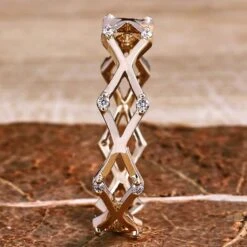 Round Lab Grown Diamond Wedding Band, Unique Designer Matching Band