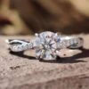 1.00 CT Round Cut Petite Pave Rope Moissanite Engagement Ring