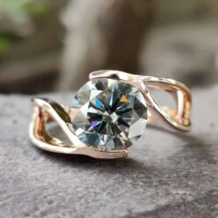 1.92 CT Round Brilliant Cut Gray Moissanite Solitaire Engagement Ring