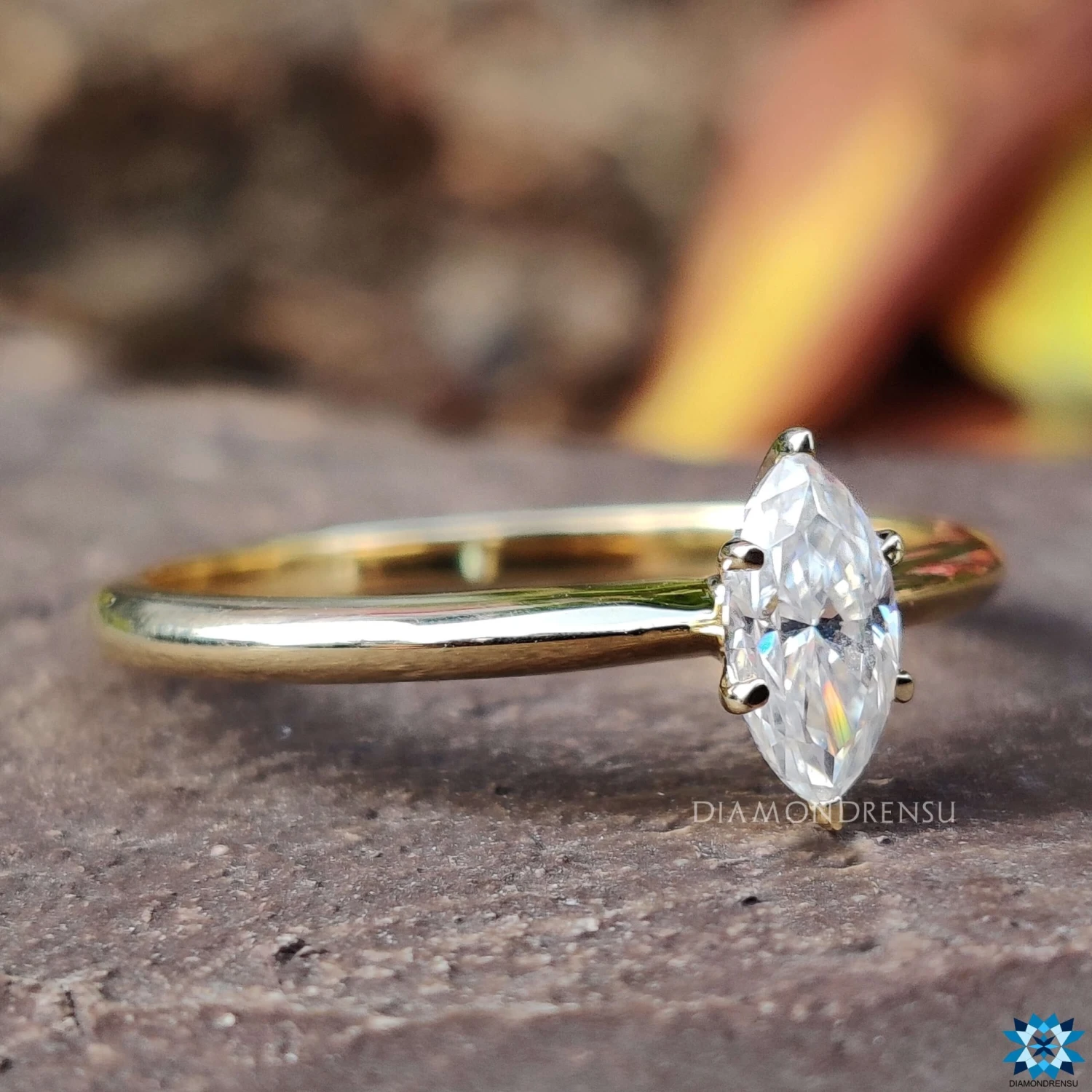 Classic Comfort Fit 0.56 CT Marquise Moissanite Engagement Ring - Image 4