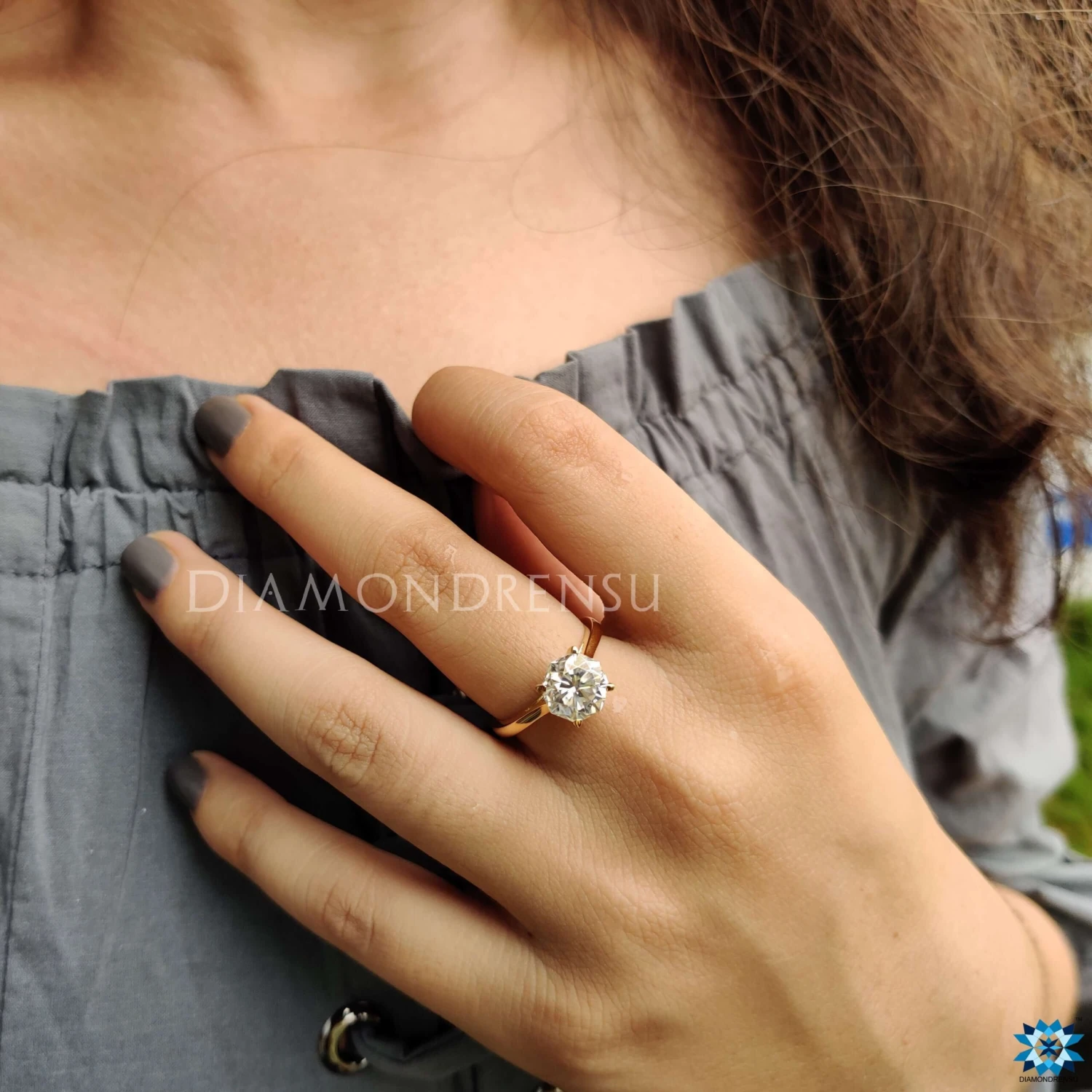 Cathedral Setting Moissanite Solitaire Ring, 2.61 CT Octagon Cut Solitaire Engagement Ring - Image 2