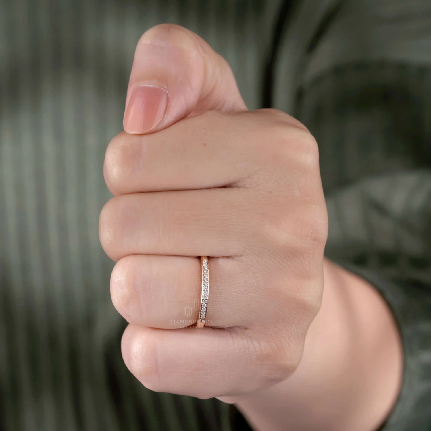 1.0 MM Round Lab Grown Diamond Eternity Wedding Band, Stackable Ring - Image 9