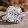 Halo Wedding Ring 5.03 TCW Cushion Cut Pave Set Moissanite Ring