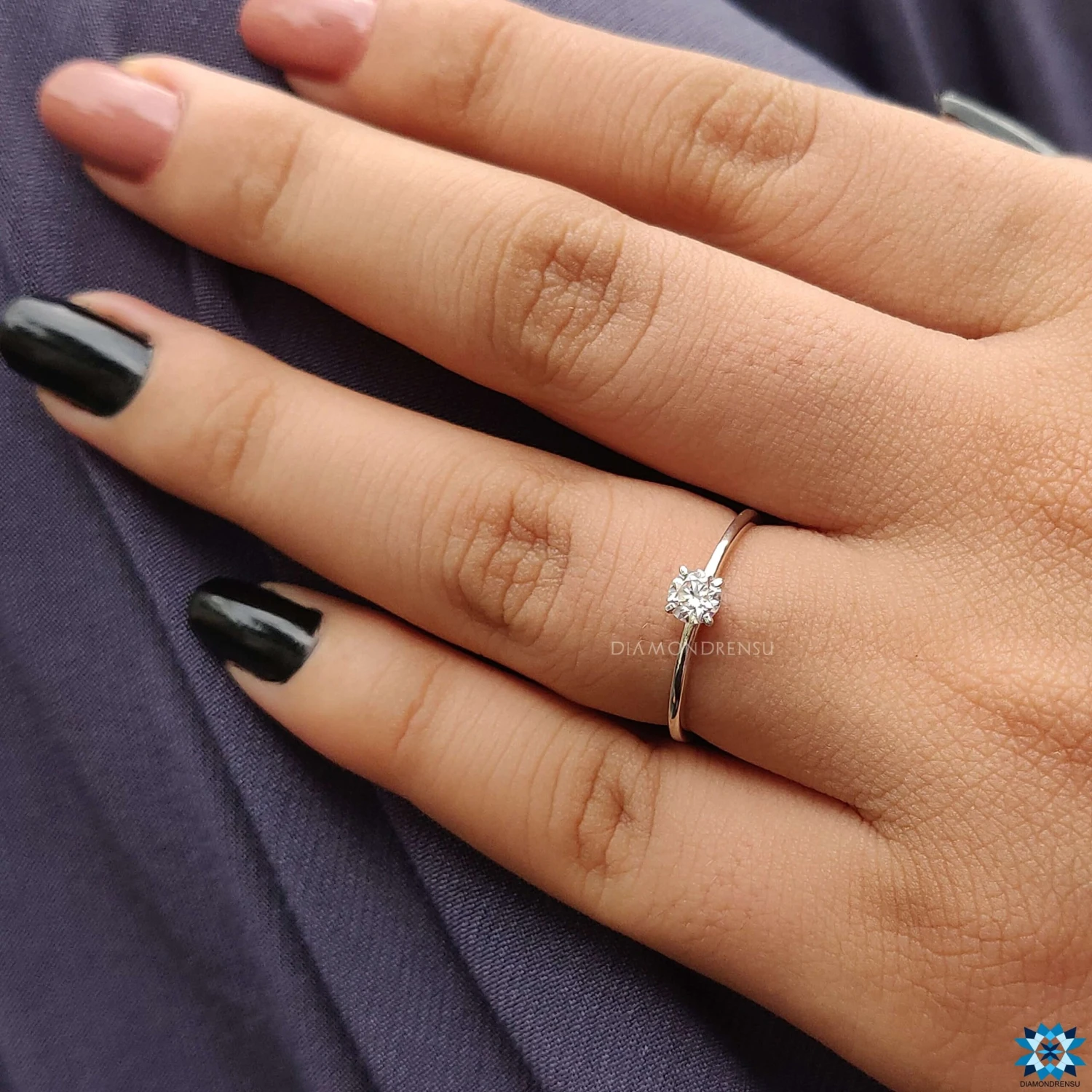 Dainty Delicate 0.24 CT Round Moissanite Solitaire Engagement Ring - Image 7