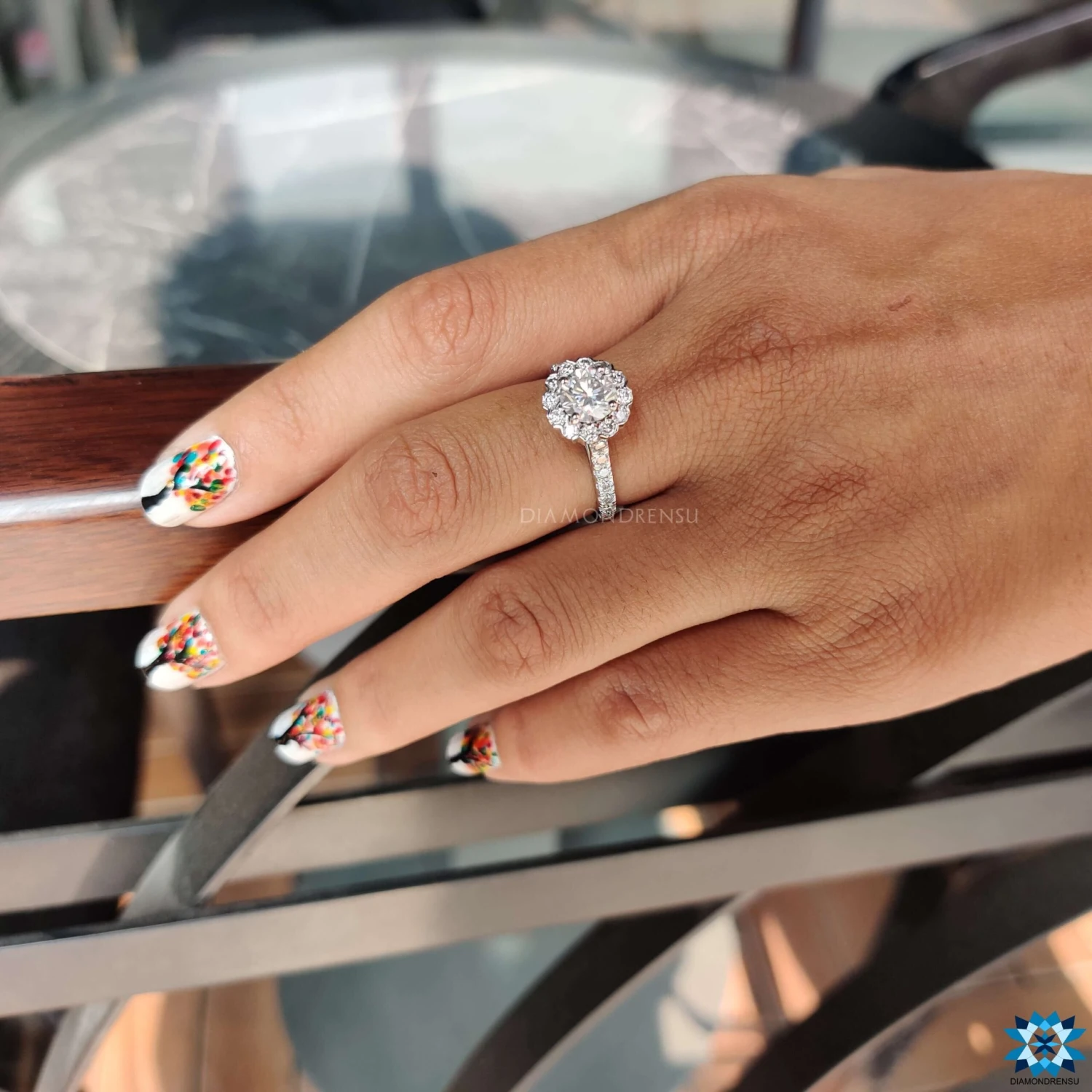 Endearing Love Grande Halo Cathedral Pave Moissanite Engagement Ring - Image 3