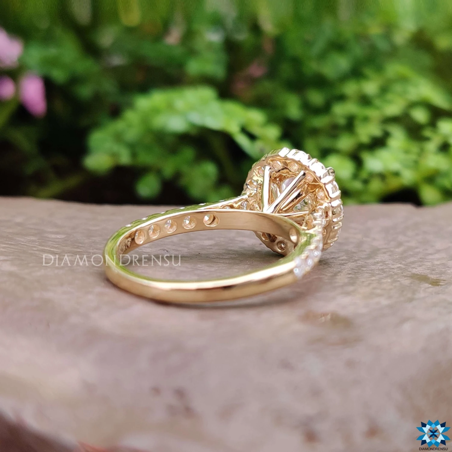 2.23 TCW Round Brilliant Cut Halo Pave Colorless Moissanite Engagement Ring - Image 6