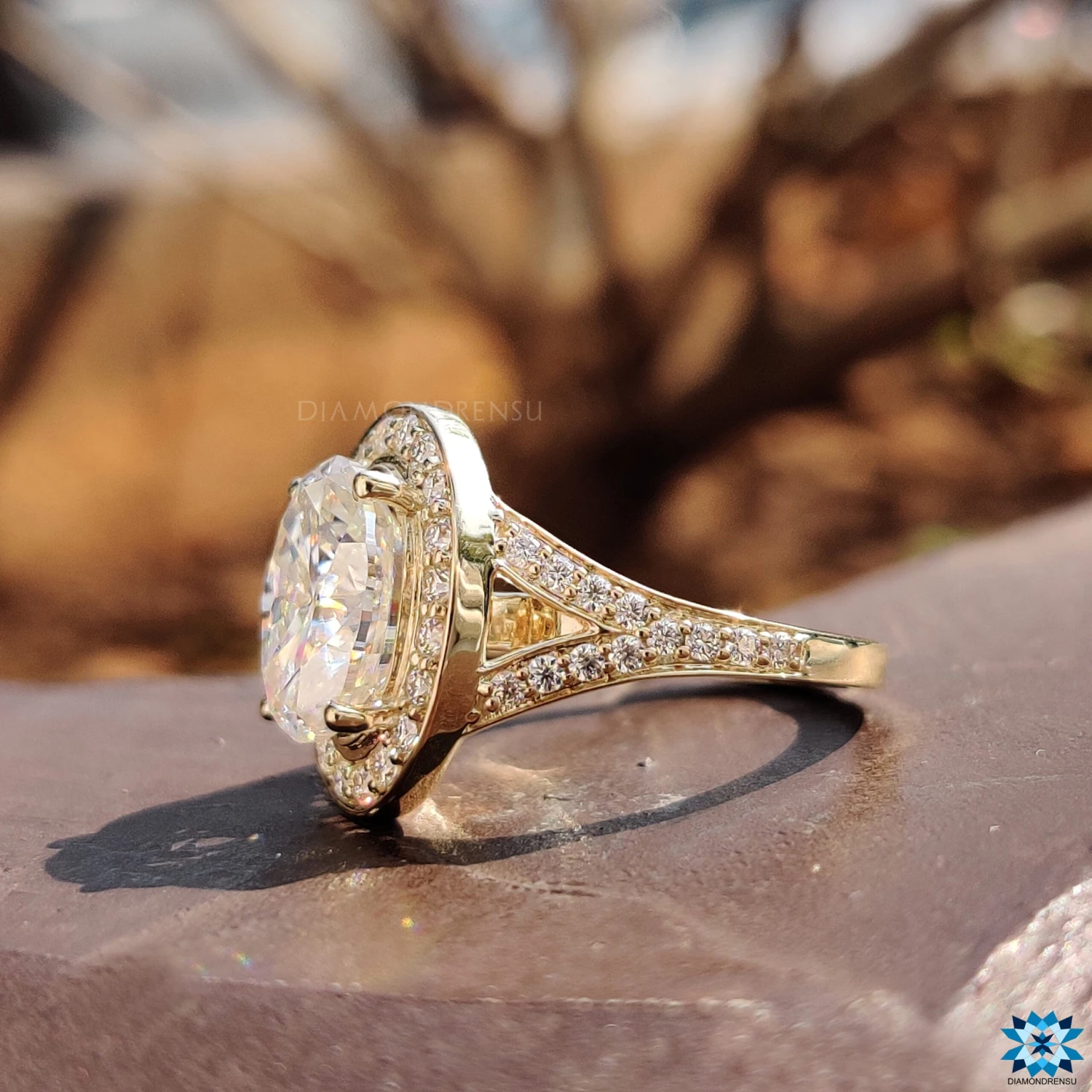 Beautiful Split Shank Halo Engagement Ring, 3.29 CT Oval Engagement Ring, Handmade Ring - Image 3