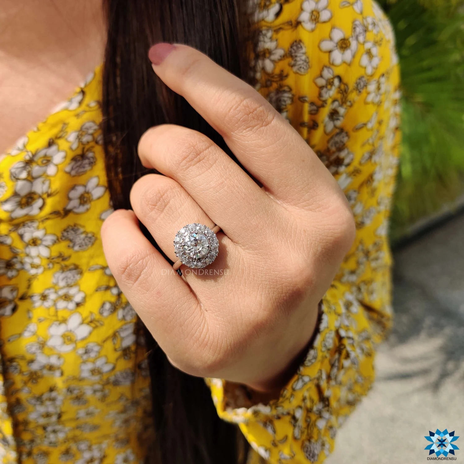 2.38 TW Round Old European Cut Dazzling Cluster Halo Engagement Ring - Image 7