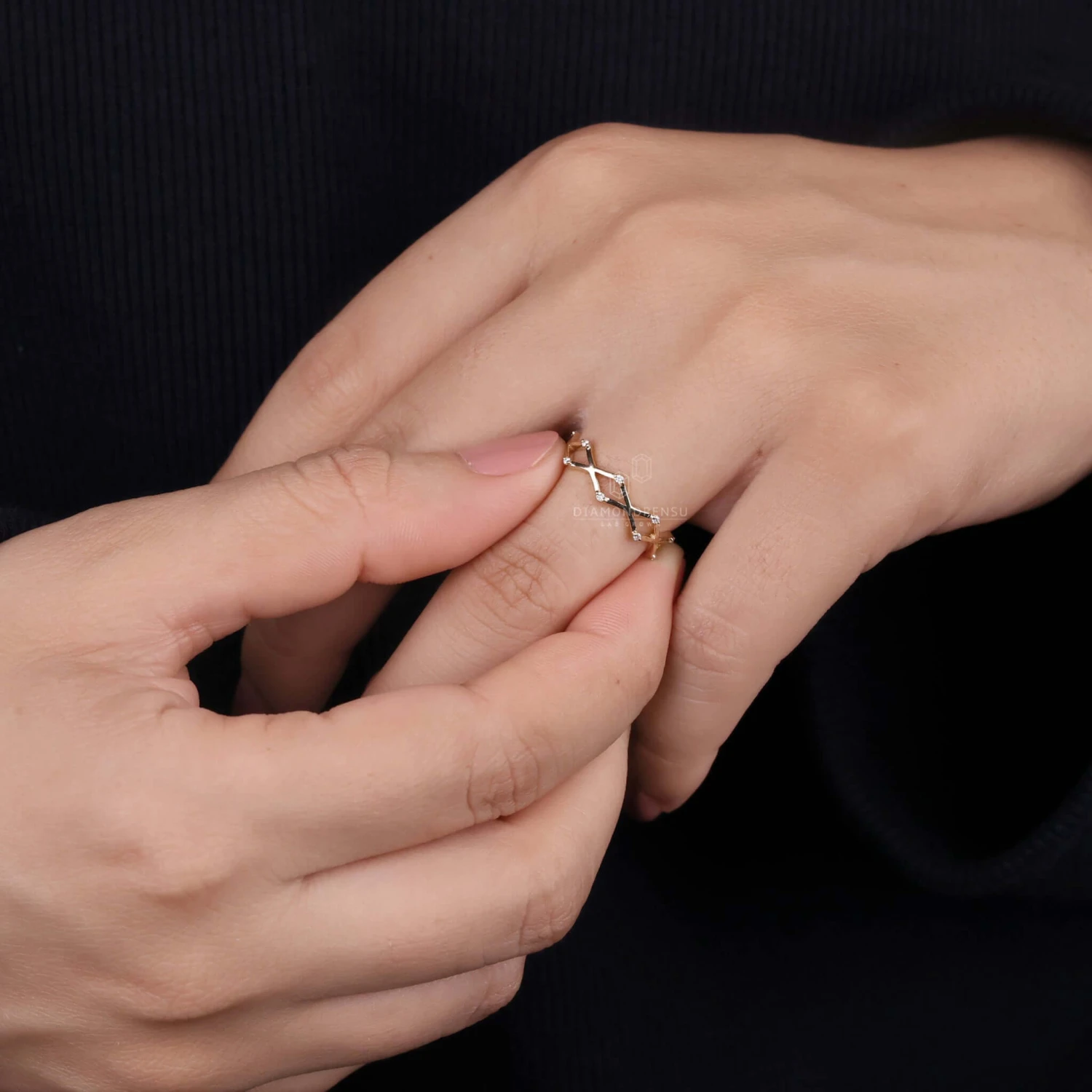 Round Lab Grown Diamond Wedding Band, Unique Designer Matching Band - Image 5